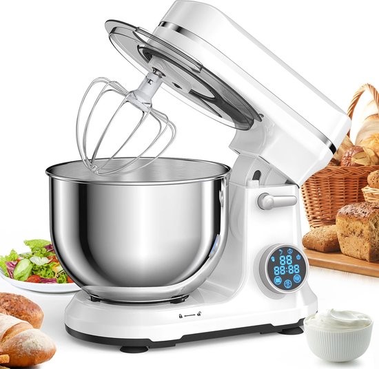 Keukenmixer 1200W met 5L RVS Kom Wit review