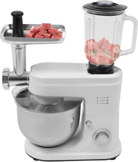 Keukenmixer met vleesmolen zilver