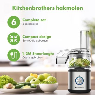 KitchenBrothers Foodprocessor 0,5L RVS Compact