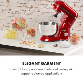 Klarstein Bella Elegance Keukenmachine 2000W 5,2L Rood