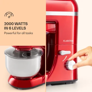 Klarstein Bella Elegance Keukenmachine 2000W 5,2L Rood