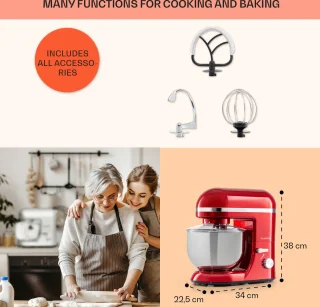 Klarstein Bella Elegance Keukenmachine 2000W 5,2L Rood