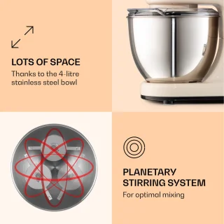 Klarstein Bella Mini Roermachine 1200W 4L Crème