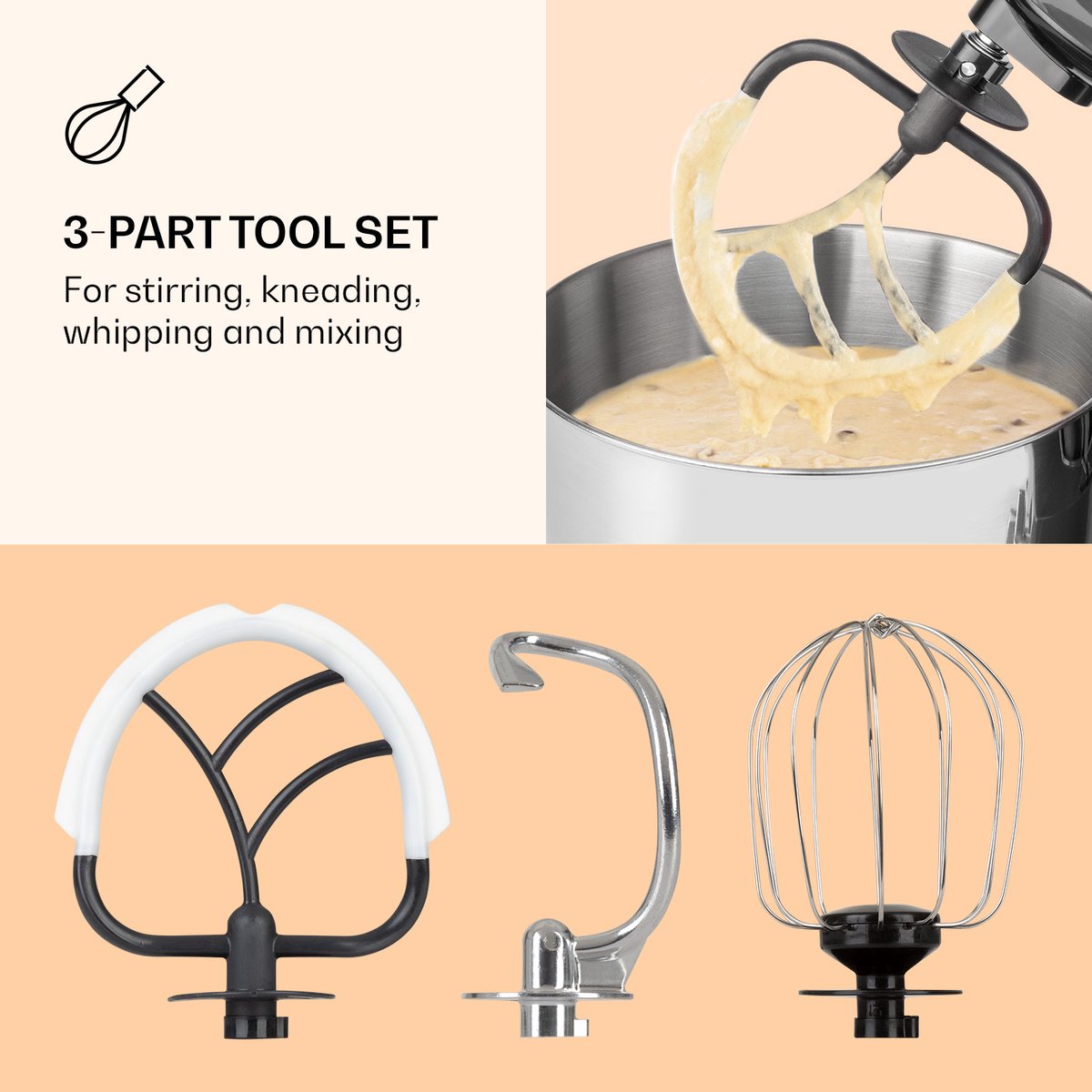 Wat vinden we goed aan de Klarstein Bella Pico 2G Keukenmachine 1300W RVS Kom 5L Zilver