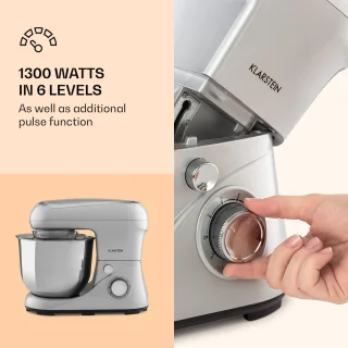 Klarstein Bella Pico 2G Keukenmachine 1300W RVS Kom 5L Zilver