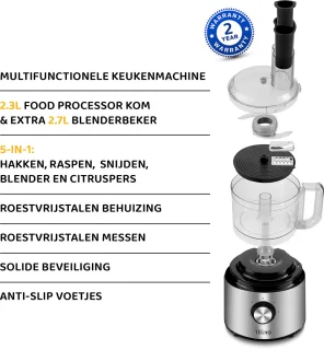 Wat vinden we goed aan de Linea Tegno PRO-FP8001 - Keukenmachine (Foodprocessor)