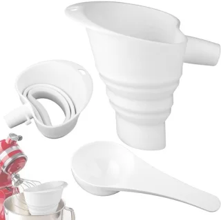 Meeltrechter met schep - mixer opzetstuk - wit