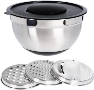 Mengkom met deksel rvs ø 27 cm zilver