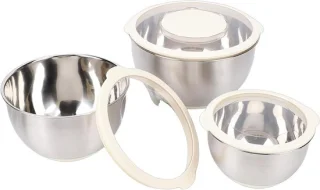 Mengkom set roestvrij staal 1,5/3/5 liter beige