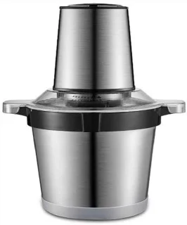 Metalen vleesmolen en voedselhakker, zilverkleurig