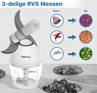 Mini Foodprocessor 450ML Elektrisch USB-C oplaadbaar Hakmolen Blender
