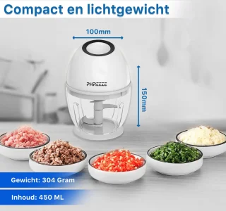 Mini Foodprocessor 450ML Elektrisch USB-C oplaadbaar Hakmolen Blender