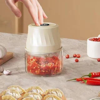 Mini foodprocessor crèmekleurig