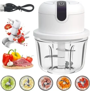 Mini keuken chopper elektrisch, draadloos, 350 ml, wit