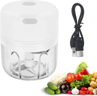 Mini keuken chopper - elektrische mixer - 250 ml - wit