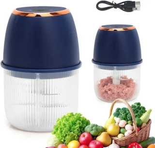 Mini keukenmachine elektrische hakmolen 350 ml blauw