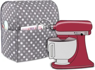 Mixer stofhoes - 35x22x35 cm - grijs met stippen