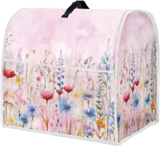 Mixerhoes met bloemenprint voor keukenmachine, roze