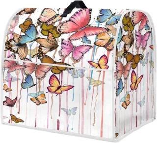 Mixerhoes met Zakken - Keukenmachine Cover - Apparaat Beschermen - Wasbaar Polyester - 4.5-8 Kwart - Aquarel Vlinders