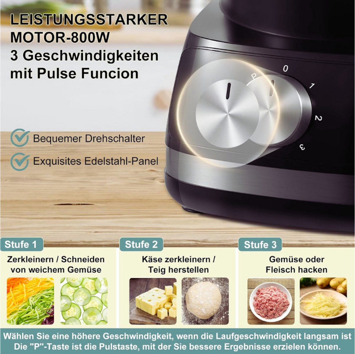 De Multifunctionele Keukenmachine 800W 2L 6-in-1 in één oogopslag