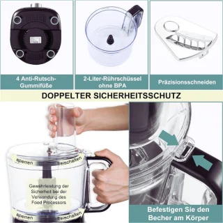 Multifunctionele Keukenmachine 800W 2L 6-in-1