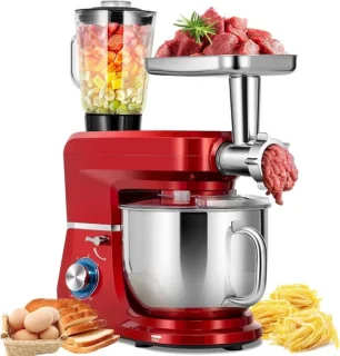 Multifunctionele Keukenmachine - Mixer Deegmaker - Thuiskoken Mixen - Kantelbare Kop - 7 Liter Kom - Rood