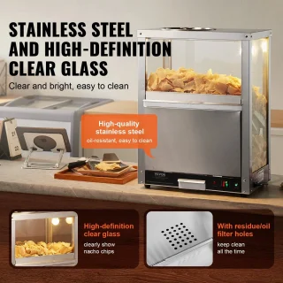 Nacho Warmer 230V 200W 84.5QT Roestvrij staal Zilver