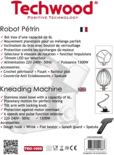 Planetaire Keukenmachine 1300W 6L RVS-kom
