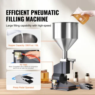 Pneumatische Pastavulmachine 5-50 ml Roestvrijstalen Flesvuller met Pedaal