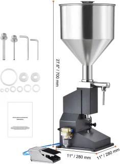 Pneumatische Pastavulmachine 5-50 ml Roestvrijstalen Flesvuller met Pedaal