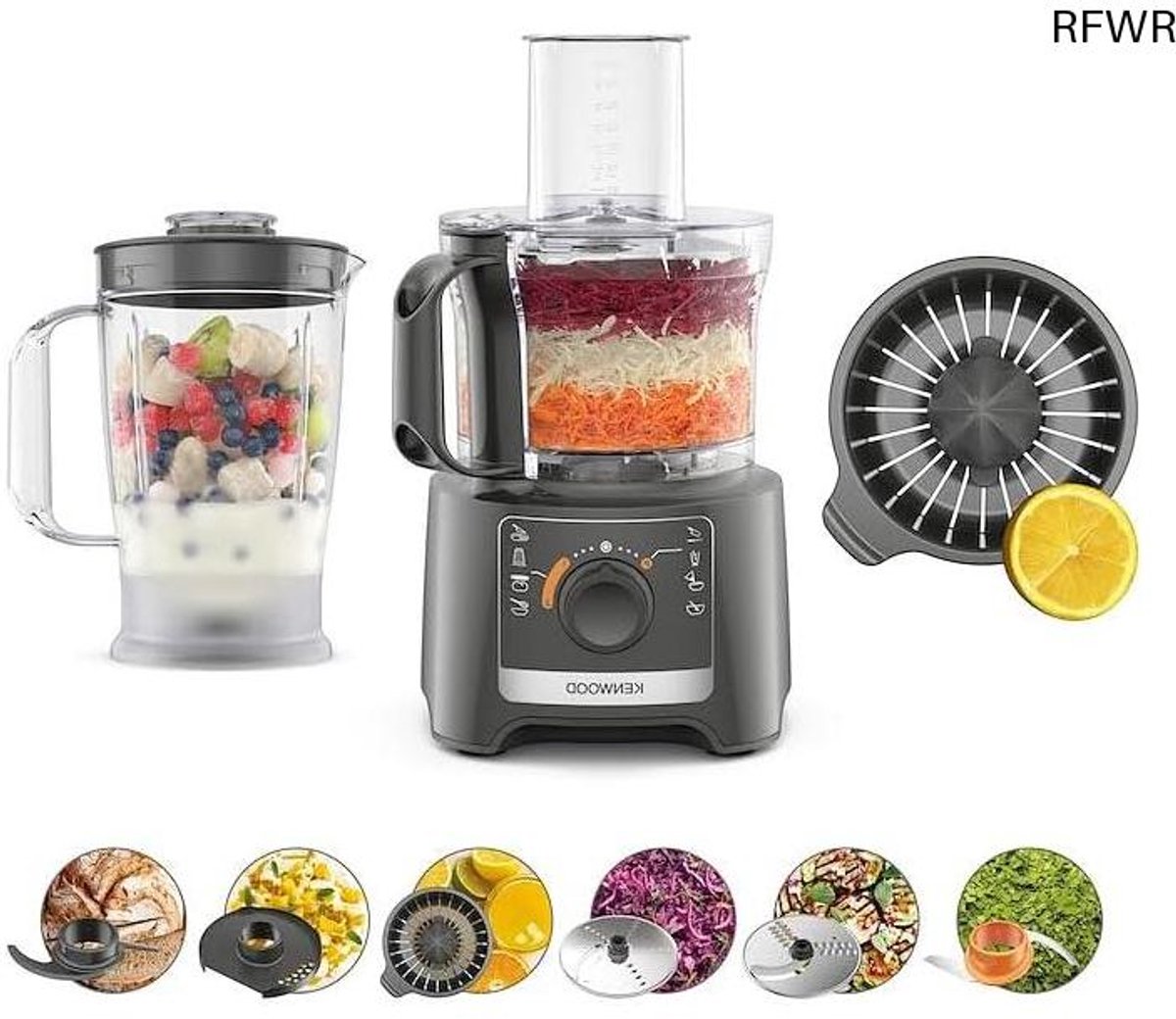 De RFWR® Multifunctionele Keukenmachine 800W, 2,1L, Grijs in één oogopslag