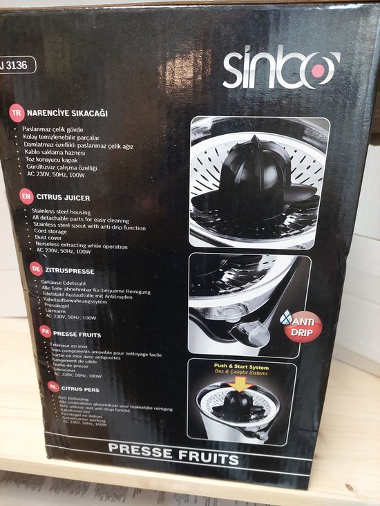 Sinbo Citruspers Sinasappel review