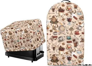 Stofhoezen voor keukenapparatuur, set van 2, koffiebeige
