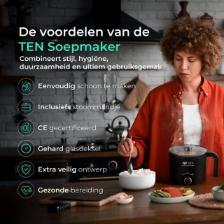 TEN® Soepmaker 1.9L Elektrisch Zwart