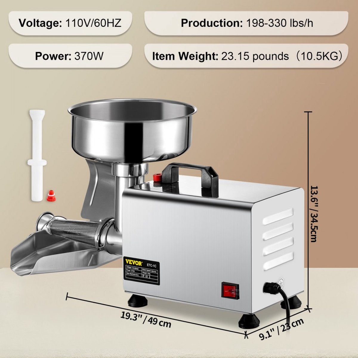 Wat vinden we goed aan de Tomatensaus Maker Elektrische Tomatenpers 370W