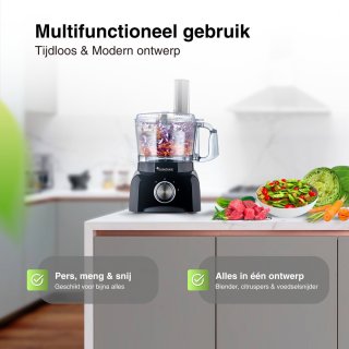 TurboTronic FP800 Foodprocessor Zwart 1.2L 800W