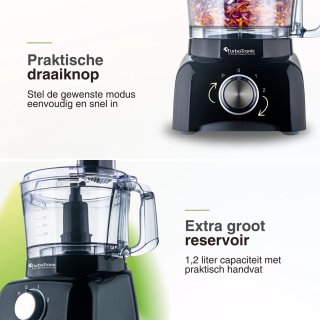 TurboTronic FP800 Foodprocessor Zwart 1.2L 800W
