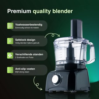 TurboTronic FP800 Foodprocessor Zwart 1.2L 800W