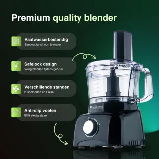 TurboTronic FP800 Foodprocessor Zwart 1.2L 800W