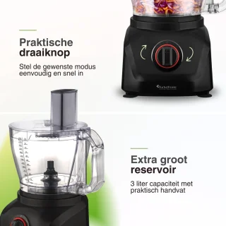 TurboTronic FP900 Foodprocessor 3L Zwart