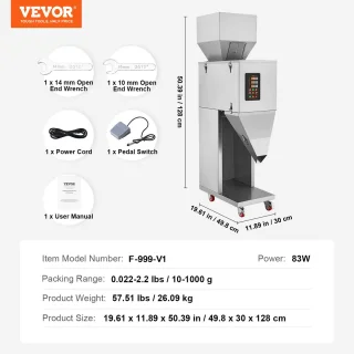 VEVOR Automatische Deeltjesvulmachine - Roestvrijstalen Weegvulmachine