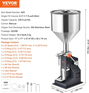 VEVOR Handmatige Vloeistofvulmachine 5–50 ml