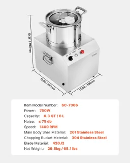 VEVOR Keukenmachine Mixer 6L
