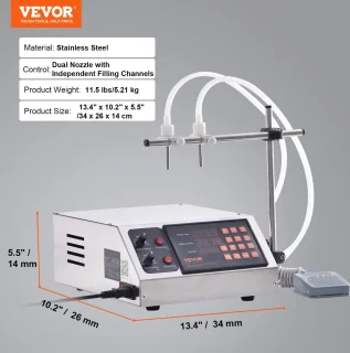 VEVOR Vloeistofvulmachine Dubbel mondstuk