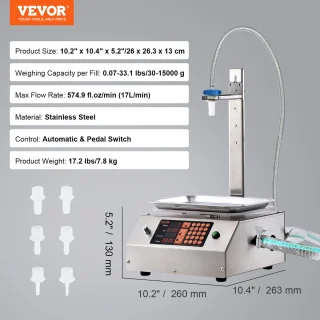 VEVOR Vloeistofvulmachine Enkelkop 30-15000 g