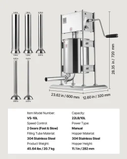 Worstvulmachine Verticale Handvuller 10 L