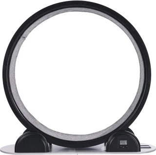 Loopwiel voor Katten met Stappenteller, 103,4 Cm, Loopwiel met Rem en Tapijtoppervlak, Stille Loopband voor Huiskatten tot 13,6 Kg, Fitnessapparaat voor de Gezondheid van Huisdieren, Zwart