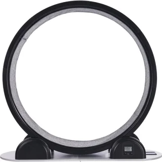Loopwiel voor Katten met Stappenteller, 103,4 Cm, Loopwiel met Rem en Tapijtoppervlak, Stille Loopband voor Huiskatten tot 13,6 Kg, Fitnessapparaat voor de Gezondheid van Huisdieren, Zwart