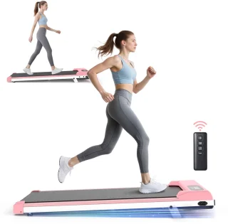 Loopband met 7% helling - 3-in-1 loopband bis 130 kg - 1-8 km/u instelbaar - Oppervlak 38,5 x 90 cm - Roze