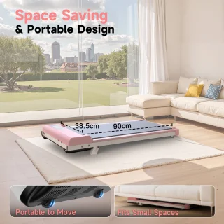 Loopband met 7% helling - 3-in-1 loopband bis 130 kg - 1-8 km/u instelbaar - Oppervlak 38,5 x 90 cm - Roze